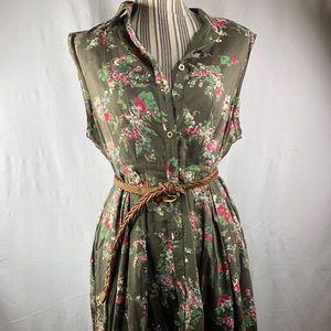 Willow & Clay Olive/Fuchsia Dress with Pockets